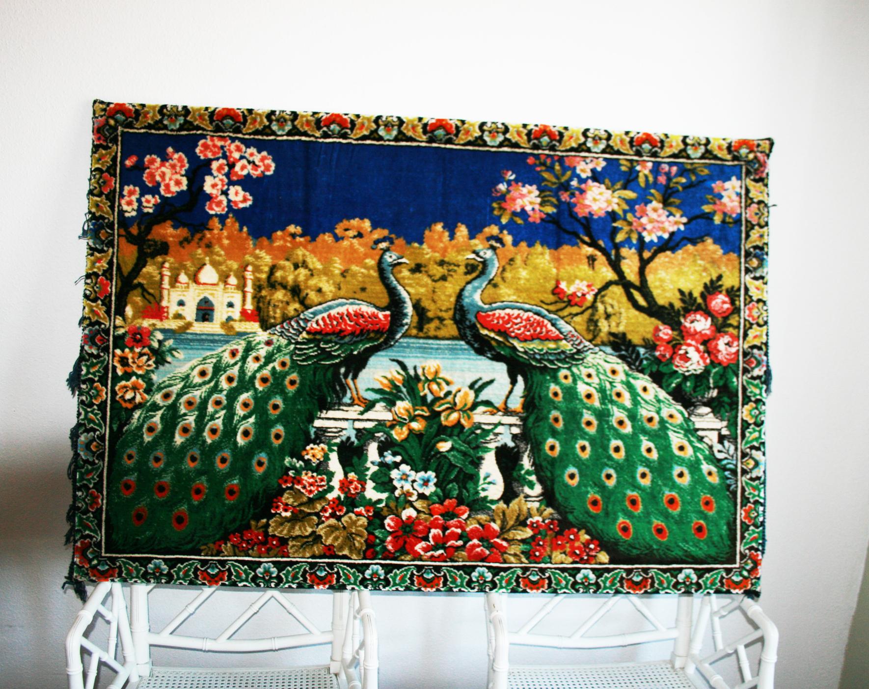 Tapestry Wall Decoration Chinoiserie Style, Carpet, Spain, 1970s For Sale 6