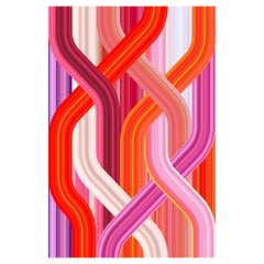 Carpet Wave Red Rectangular in Non-slip Polyester & Polyamide by Richard Hutten