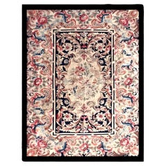 Vintage Carpet with knotted stitches in the style of Aubusson