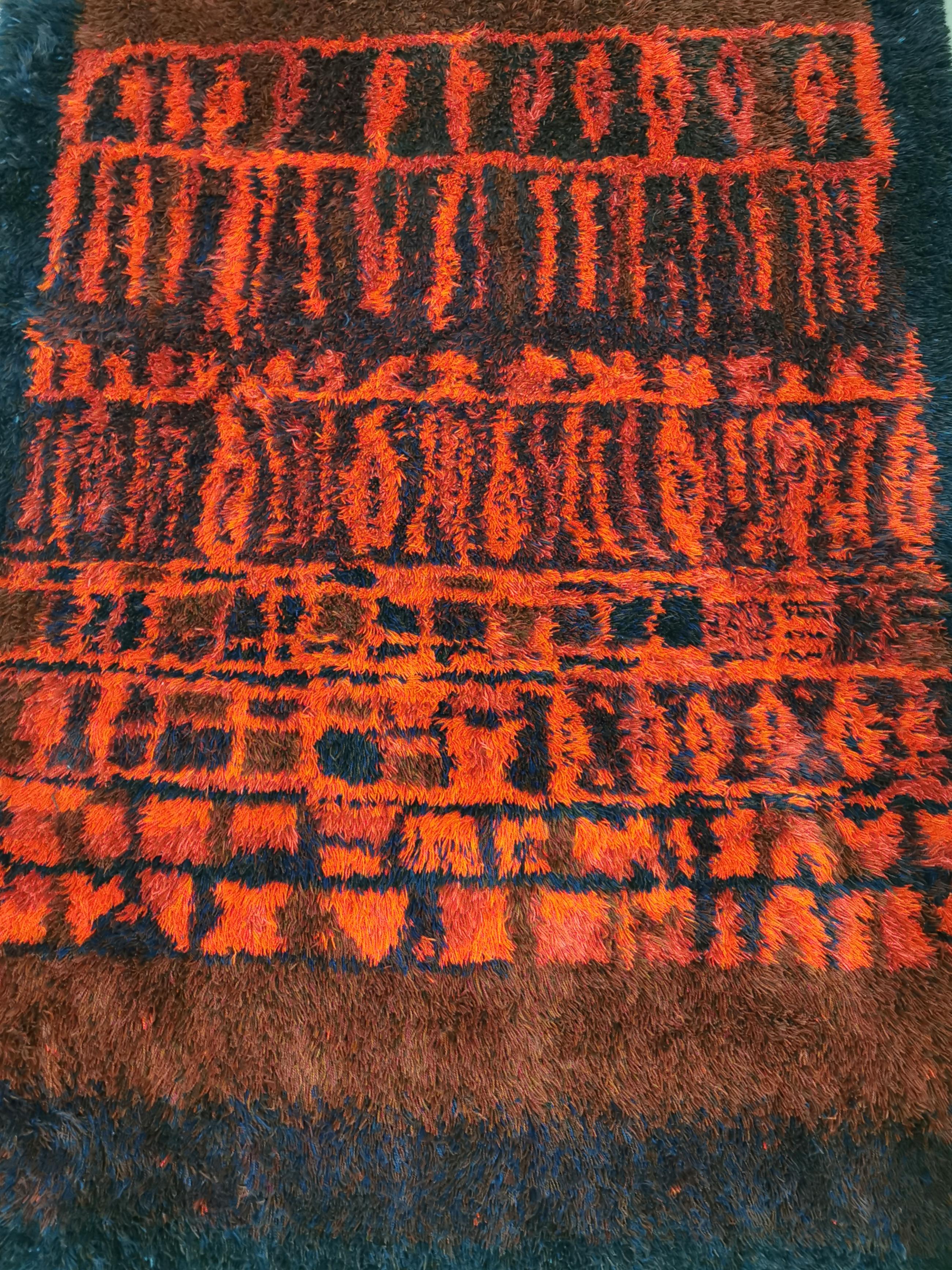 Mid-Century Modern Carpet Wool Rug Large Midcentury Attributed to Verner Panton, Denmark, 1970s