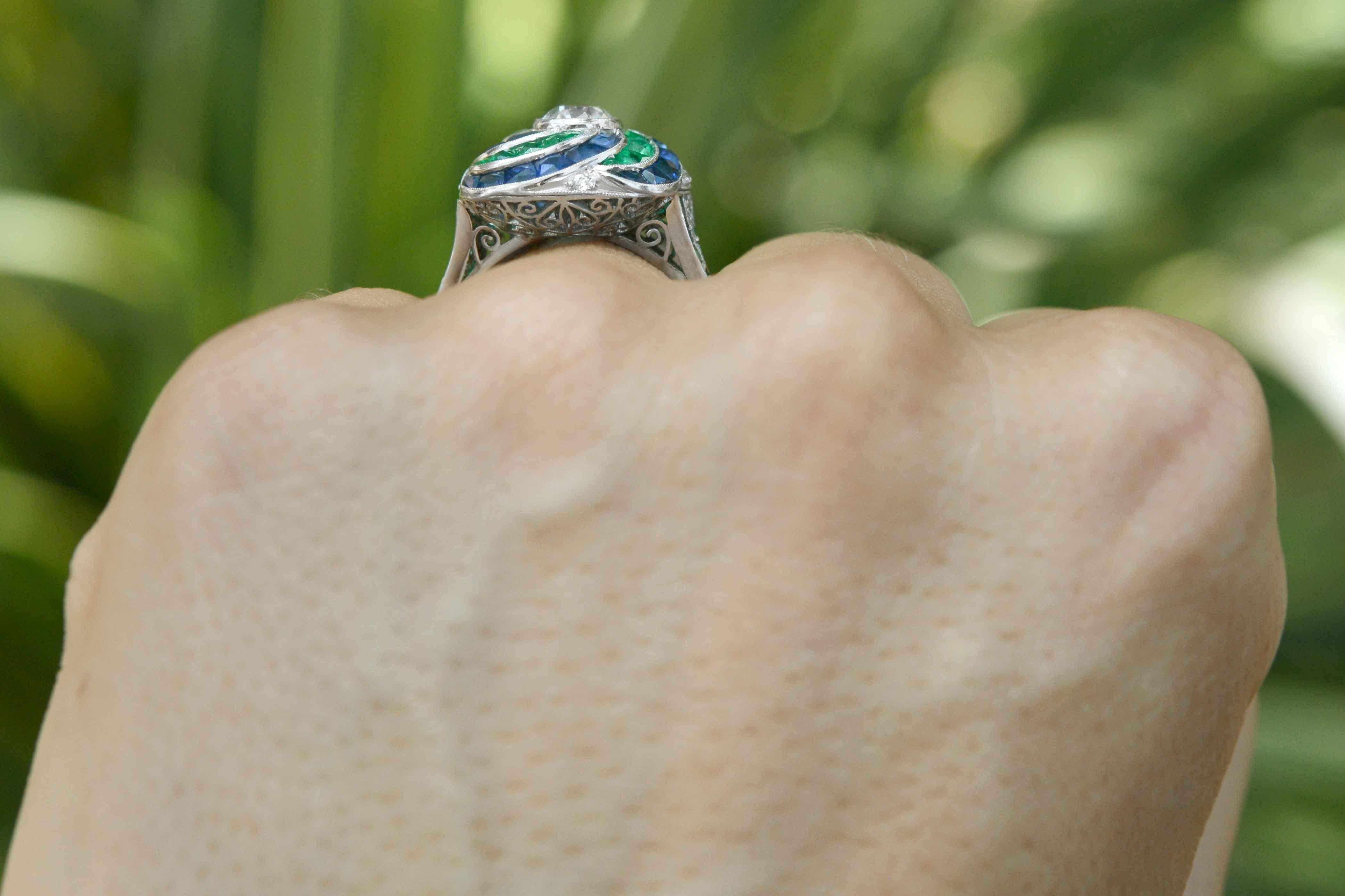 antique emerald and diamond ring