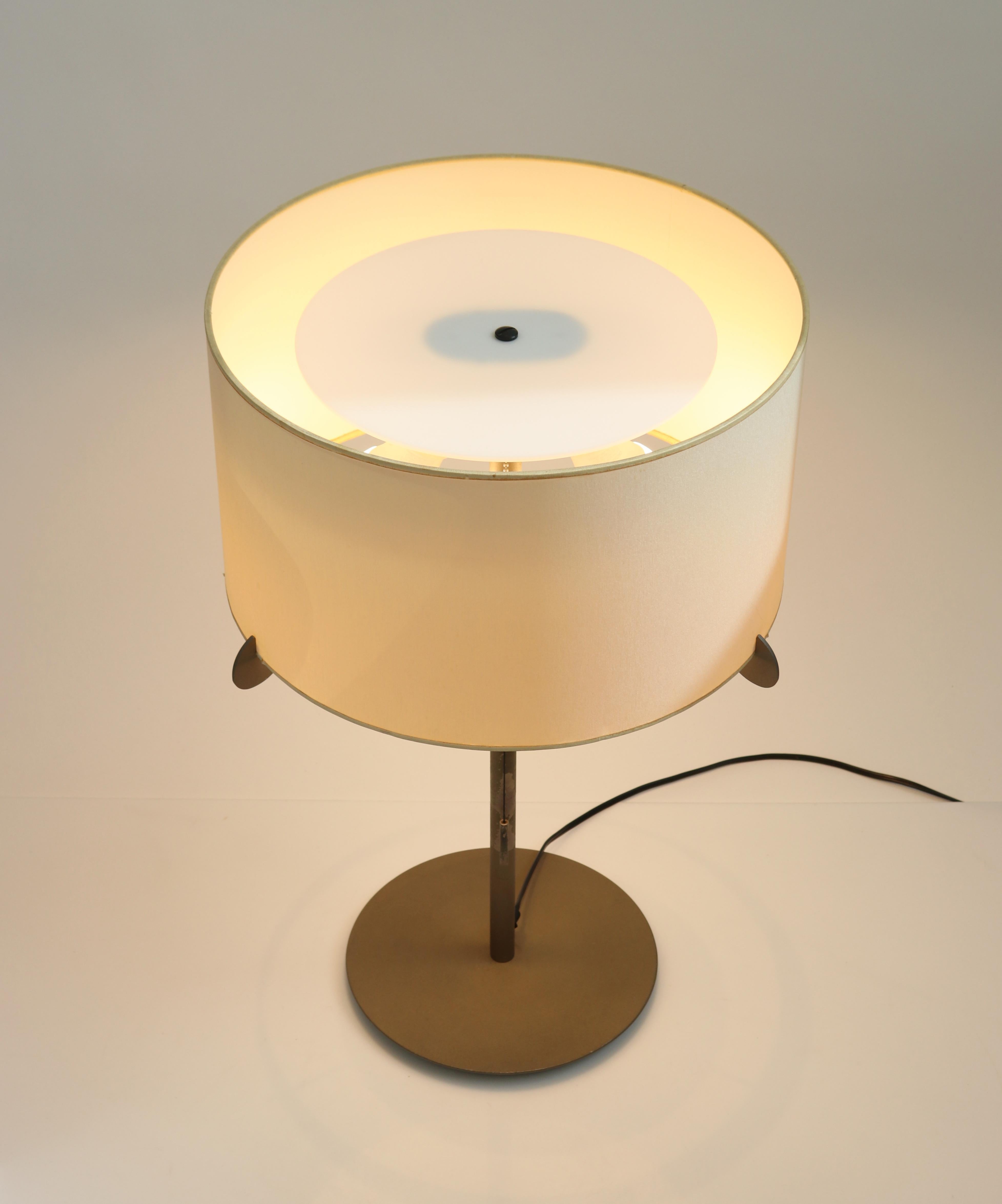 Late 20th Century Carpyen Gabriel Teixido c.1974 Spanish Metal Cotton Shade Table Desk Light Lamp 