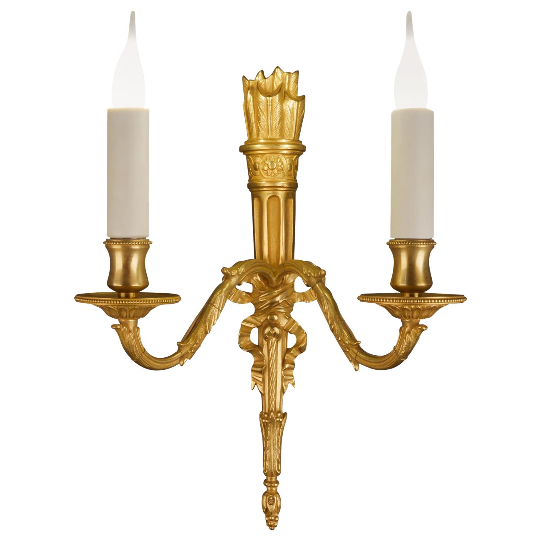 24K Gilded Bronze "Carquois" Louis XVI Sconce For Sale