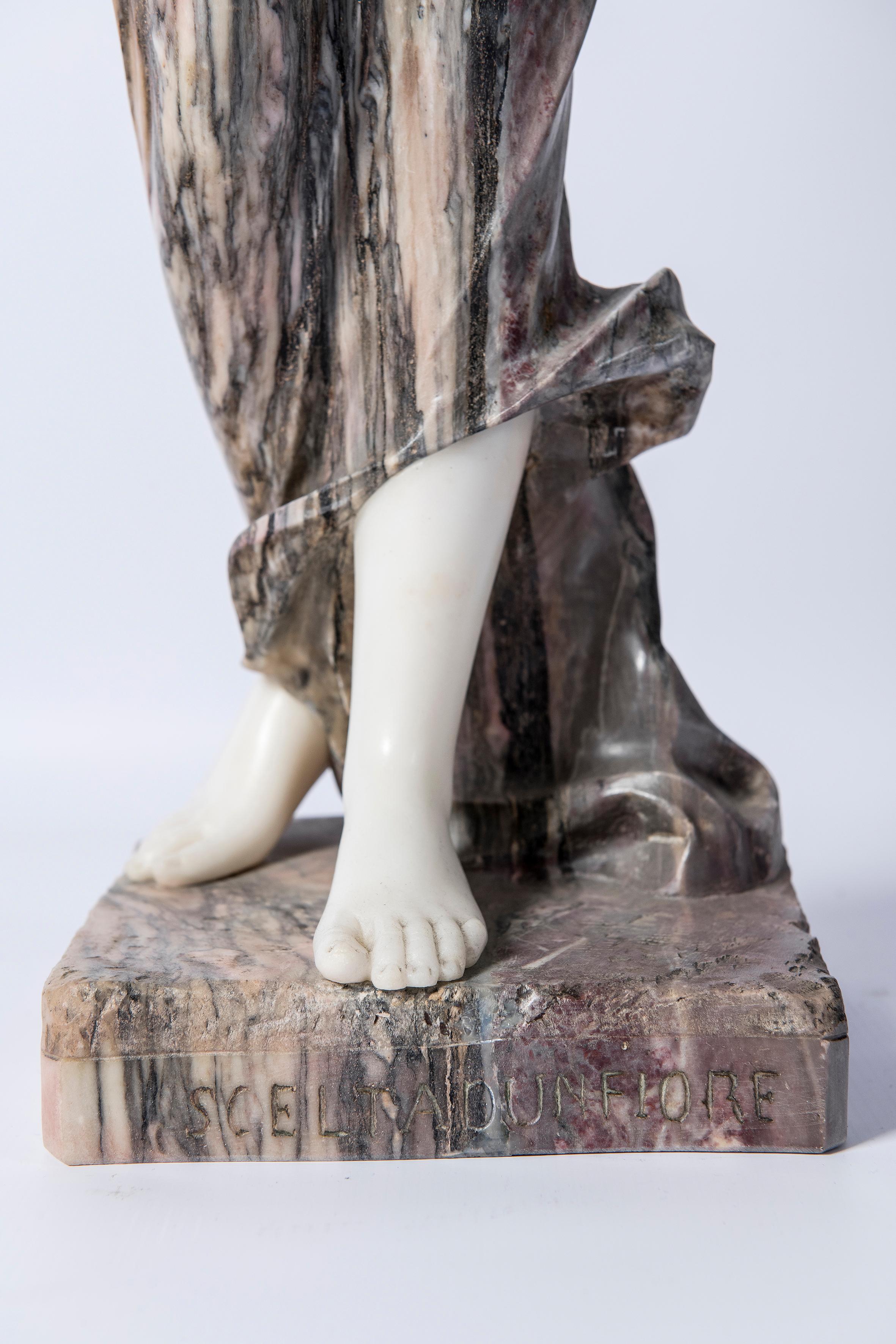 Italian Carrara and Breccia Marble Sculpture, Signed L.C. Firenze, Italy, circa 1890 For Sale