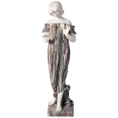 Escultura de mármol de carrara y brecha, firmada L.C. Florencia, Italia, hacia 1890