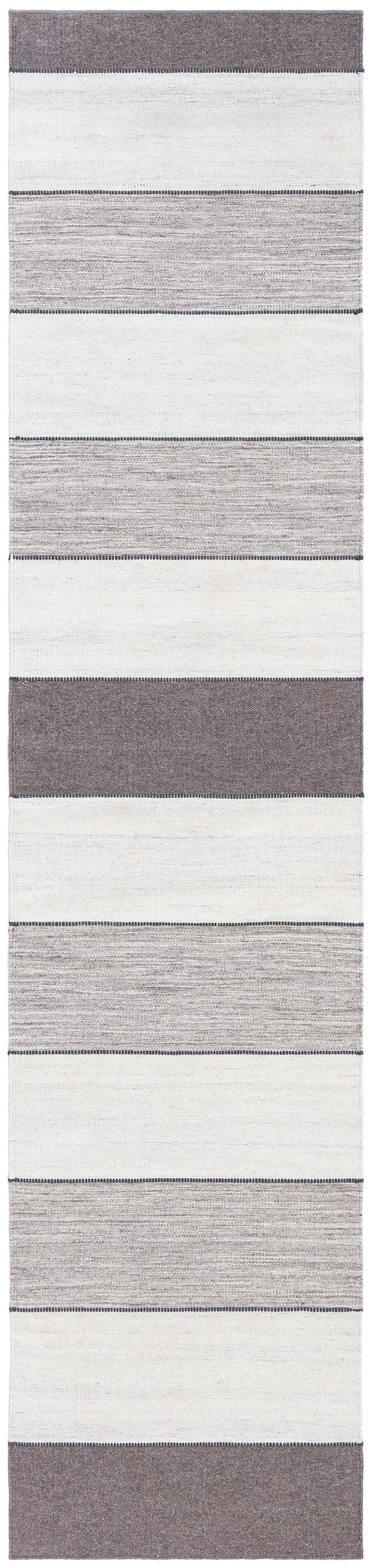 Tapis de passage « Carrara » contemporain, tissé à plat, rayé, gris clair, par Doris Leslie Blau