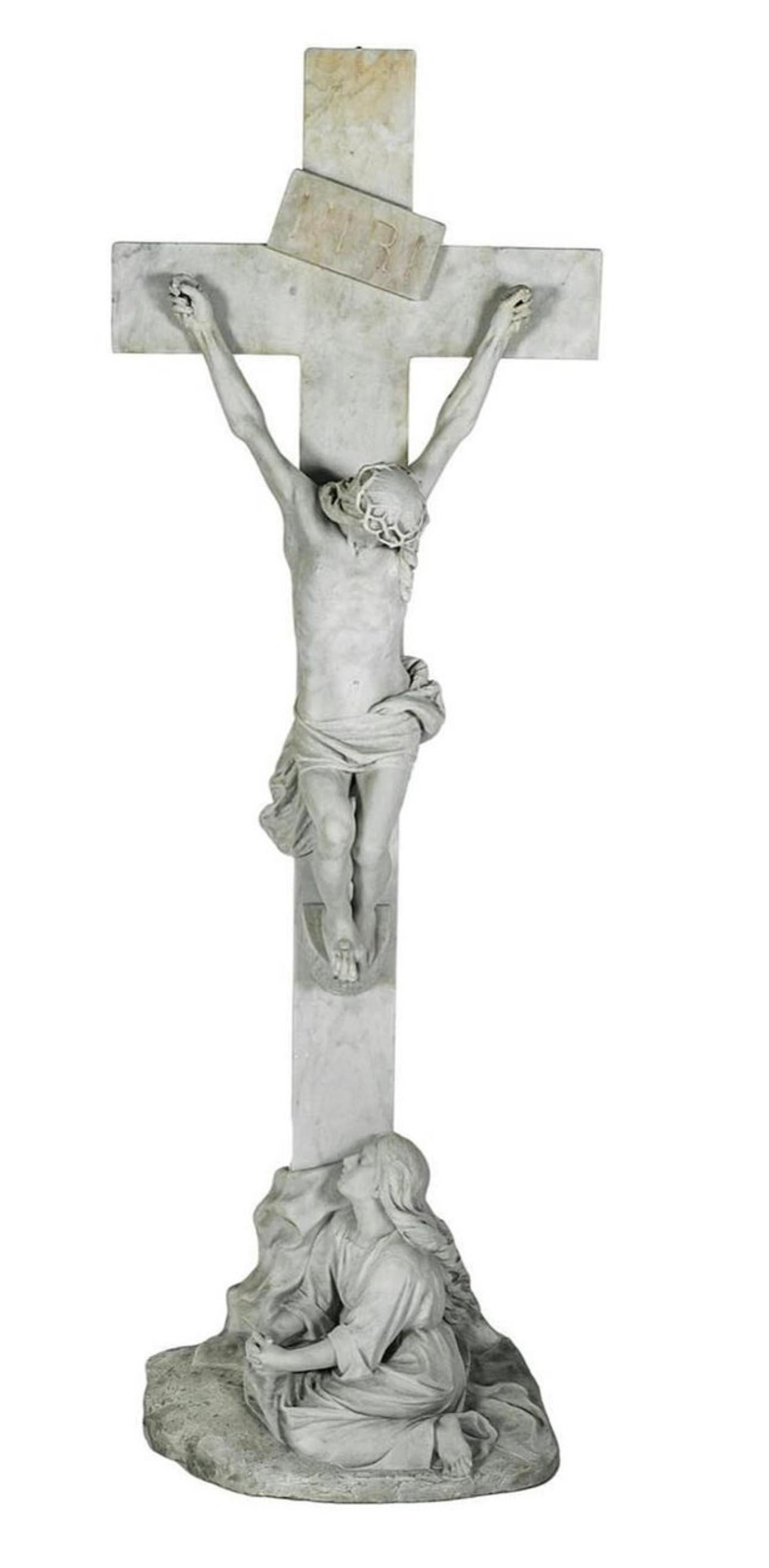 Unglaubliche Carrara Kruzifix , perfekt gemeißelt wie kein anderer, ein perfektes Stück für einen Garten oder Haus Interieur, signiert und datiert 1925 von:
J De Pari 1857 - 1931, geboren in Mailand.
Francisco Brazaghi, Schüler der Königlichen