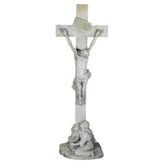 Antique Carrara Crucifix Signed and Dated by Artist, Very Large Size