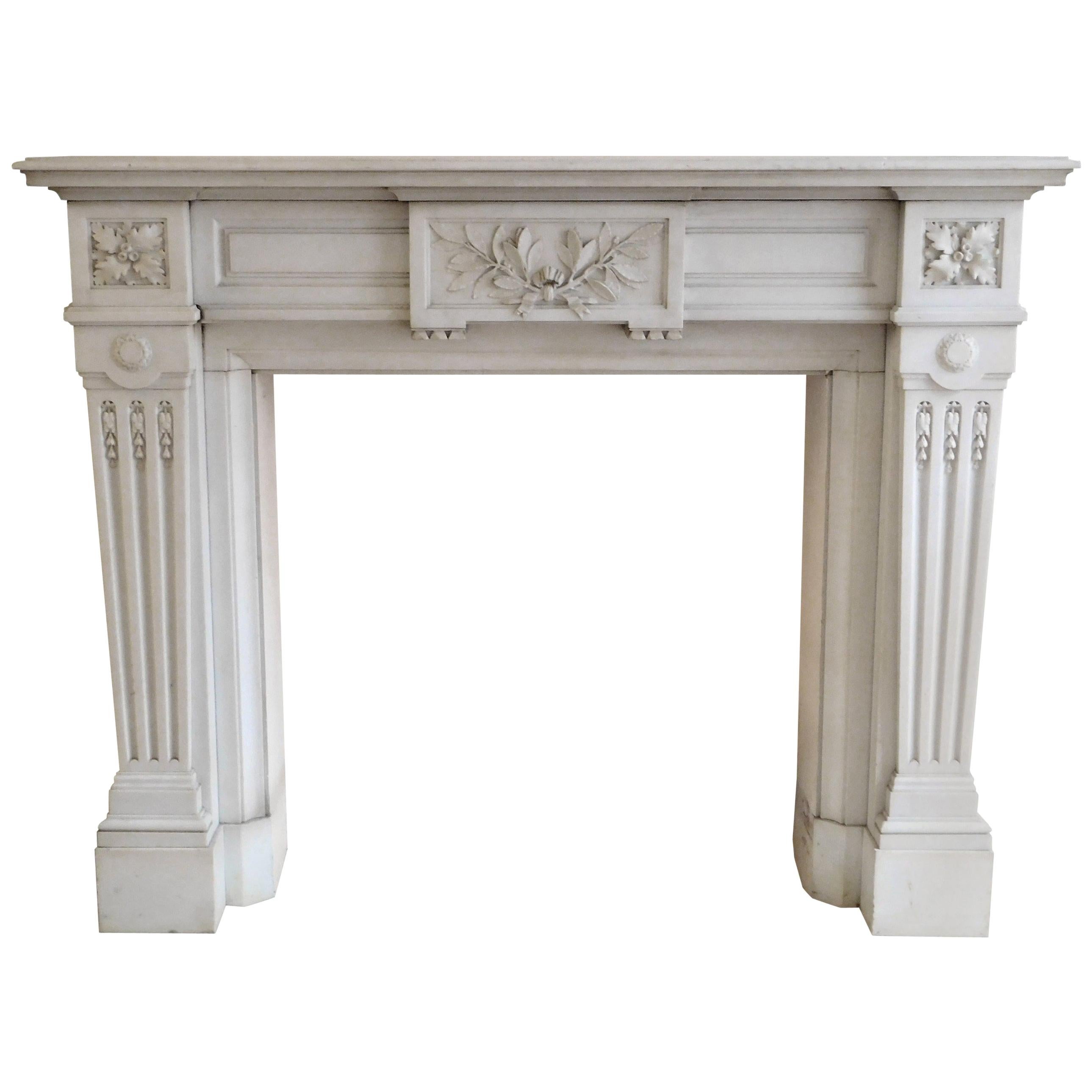 Carrara Marble Fireplace, Late 19th Century For Sale at 1stDibs
