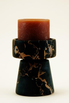 Porte-bougies de décoration d'intérieur en marbre Portoro de Carrare