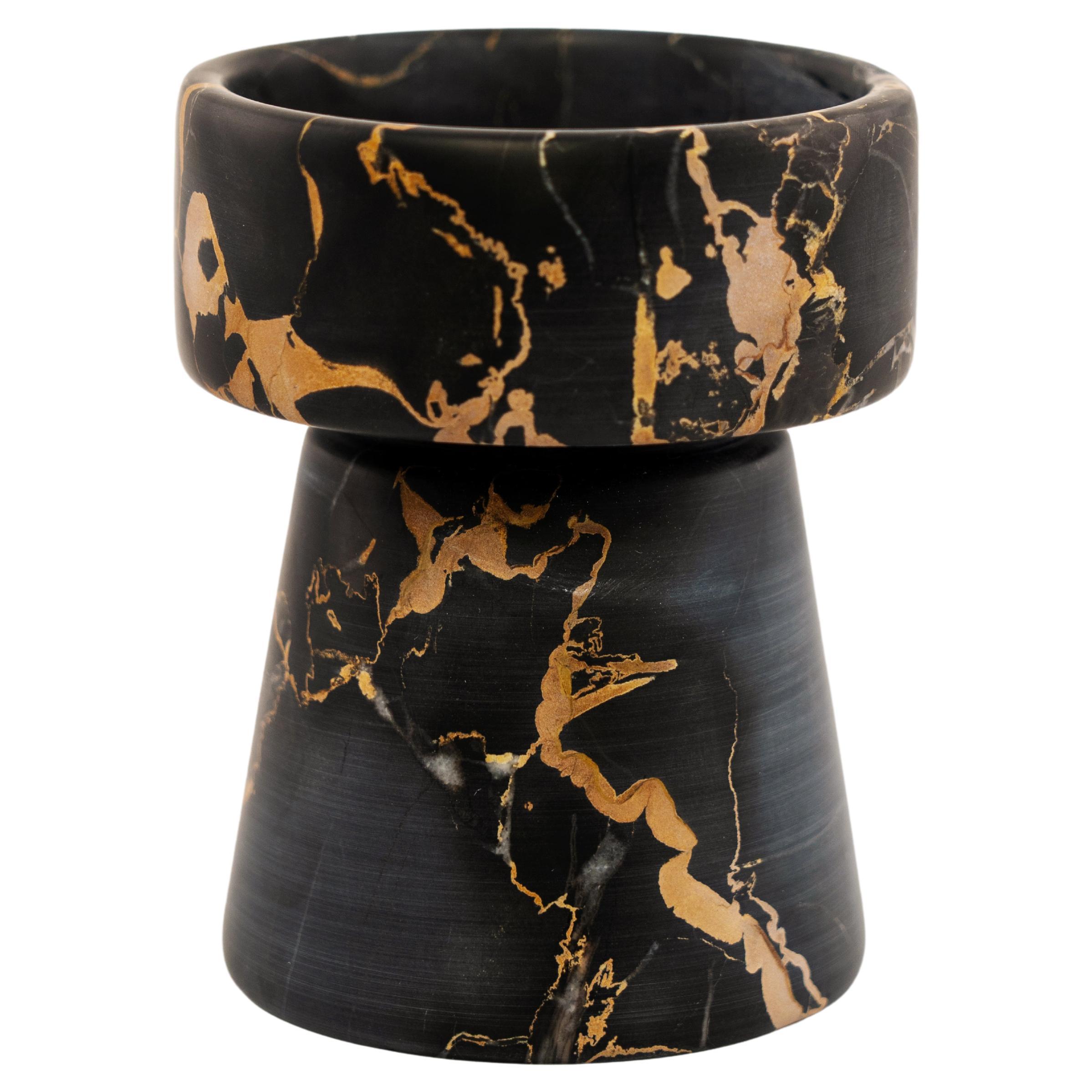 Carrara Home Design Candle Holder in Portoro Marble