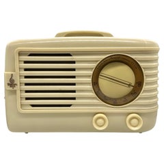 Marfil de Carrara 1949 Emerson Modelo 581 Plaskon AM Radio de Tubo de Vacío Edad de Oro