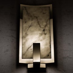 Carrara Marble and Brass Sconce