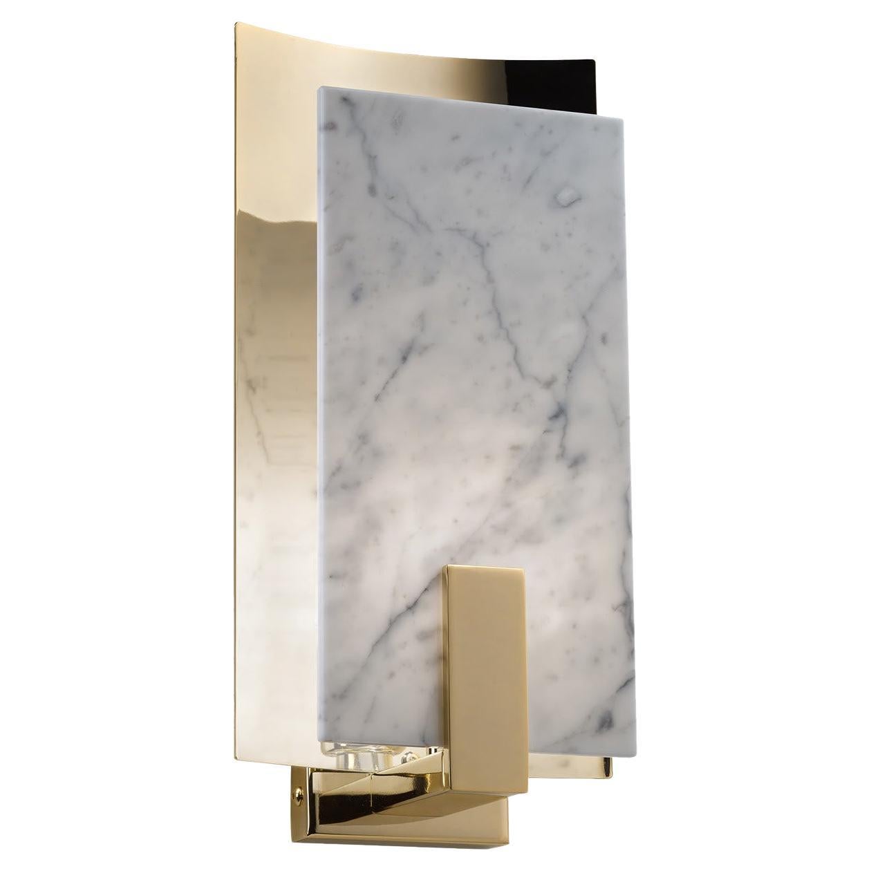 Carrara Marble and Brass Sconce
