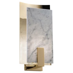 Carrara Marble and Brass Sconce