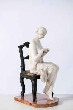 Skulptur aus Carrara-Marmor und Bronze, Art Deco, Frankreich, um 1920