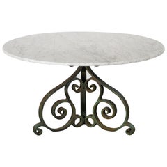 Vintage Carrara Marble and Cast Iron Garden Table, 1950s