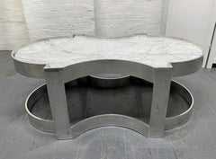 Carrara Marble and Chrome Two-Tier Coffee Table