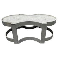 Tavolino da caffè a due piani in marmo di Carrara e cromo