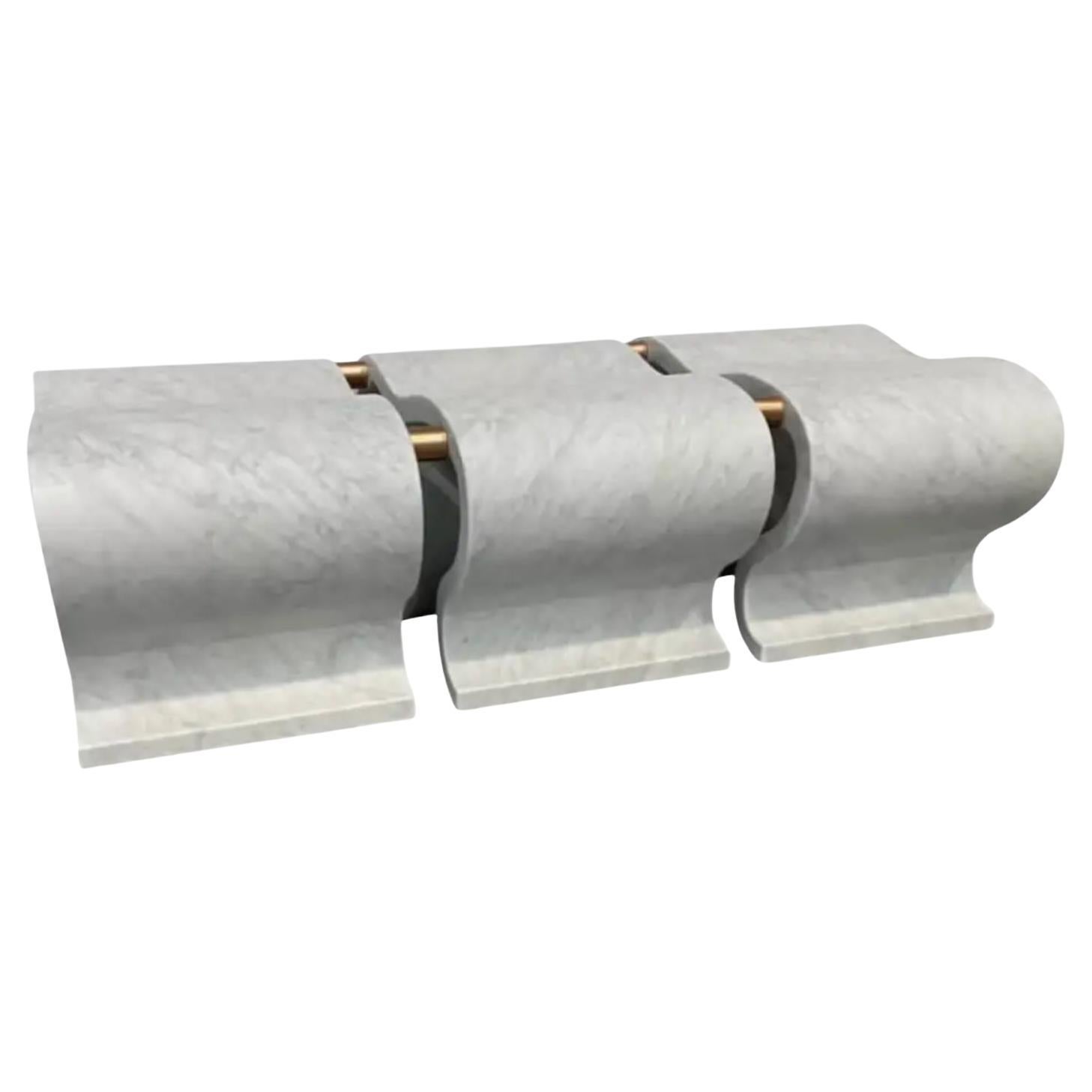 Carrara Marble And Copper Onda Bench by Atelier Terrai For Sale