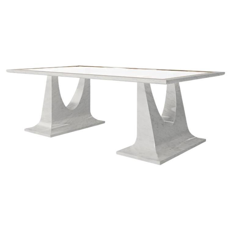 Custom Metal and Carrara Marble Dining Table For Sale at 1stDibs custom marble dining table