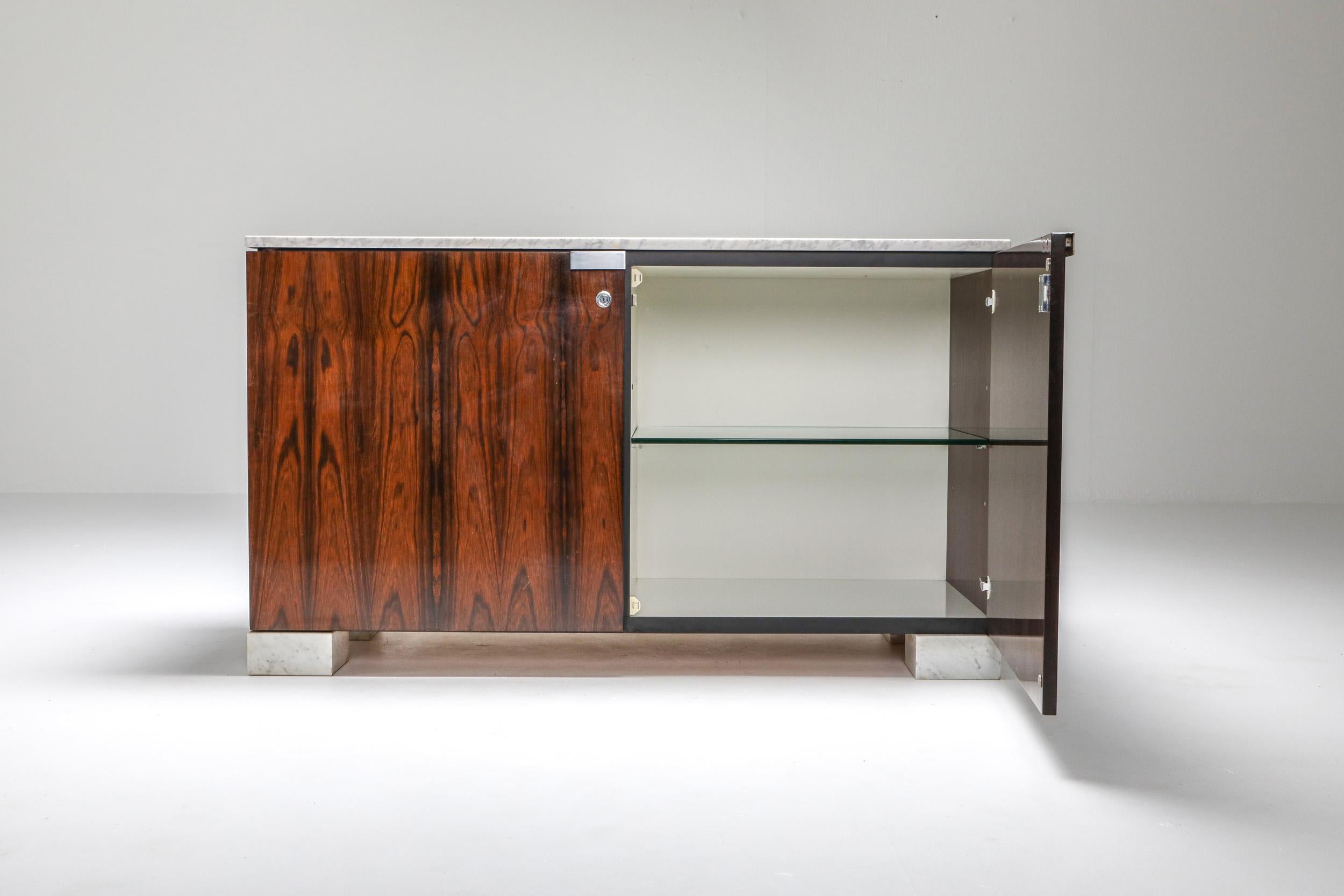 Carrara Marble and Rosewood Cabinet by Alfred Hendrickx For Sale 1