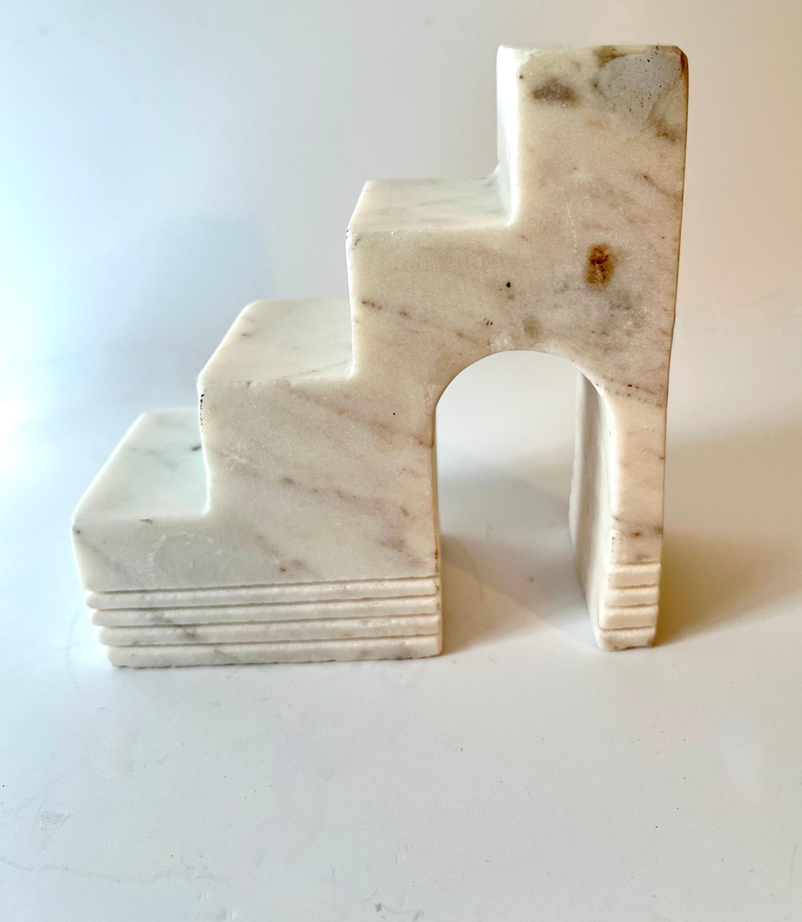 Italian Carrara Marble Architectural Sculpture or Bookend In Good Condition For Sale In Los Angeles, CA