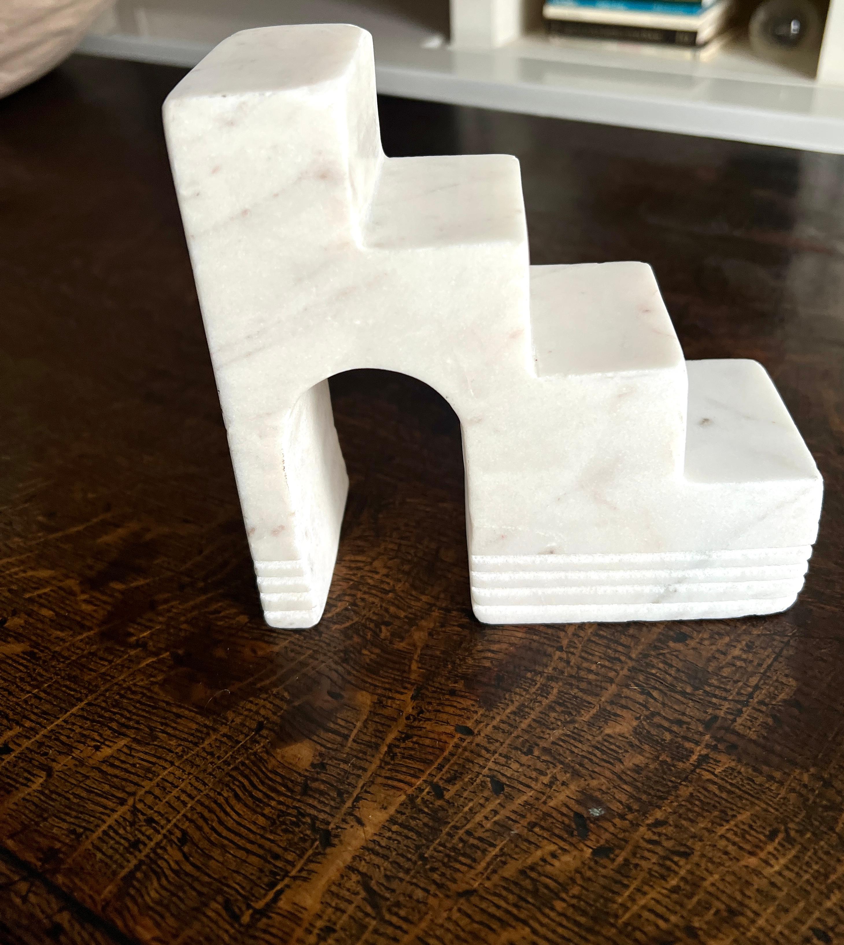Italian Carrara Marble Architectural Sculpture or Bookend For Sale 2