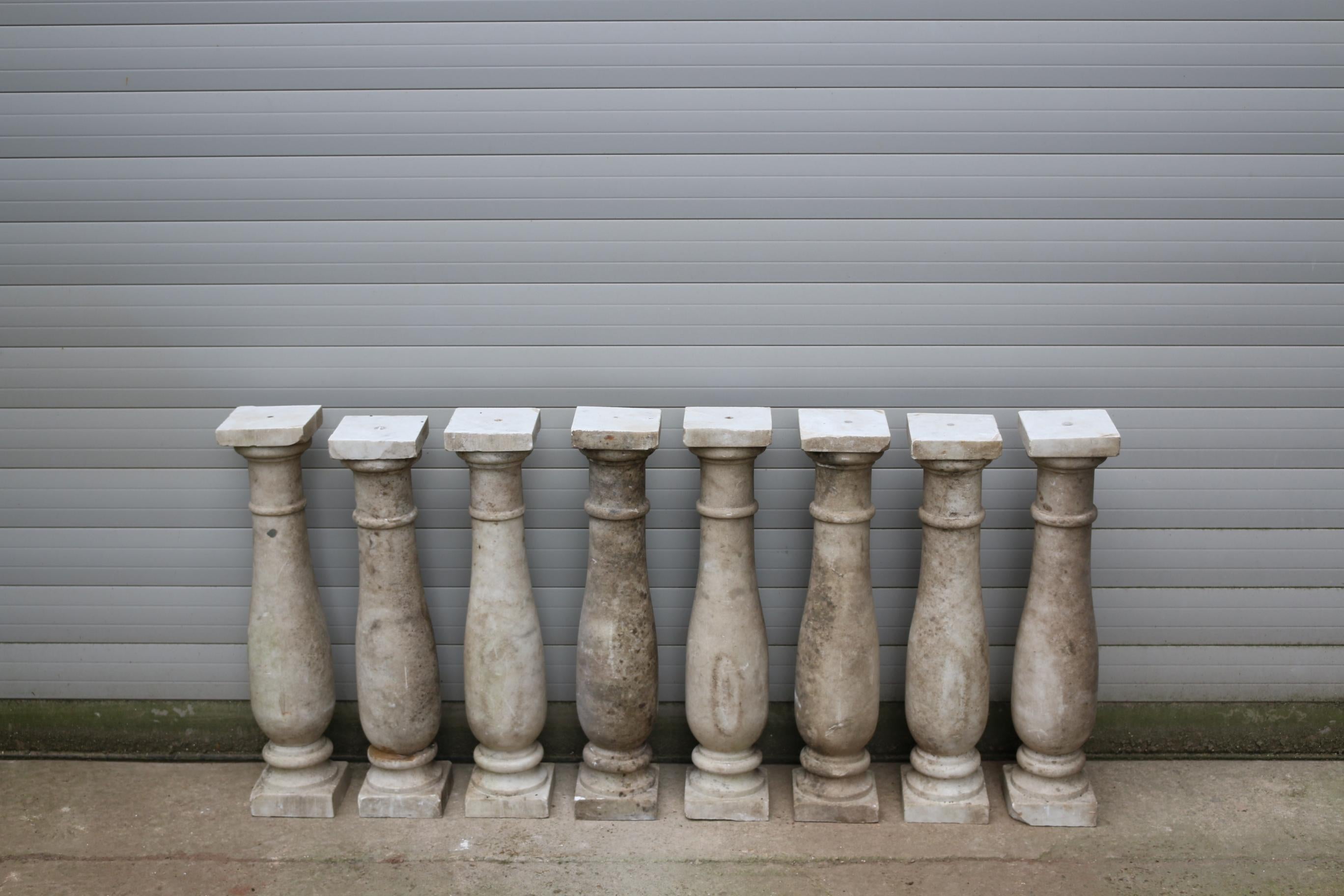 Carrara Marble Balusters 'Set of Eight' In Good Condition For Sale In Wormelow, Herefordshire