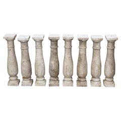 Used Carrara Marble Balusters 'Set of Eight'