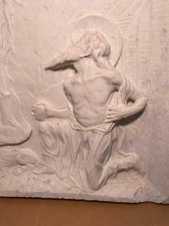 Carrara Marble Bas Relief Of Saint Jerome