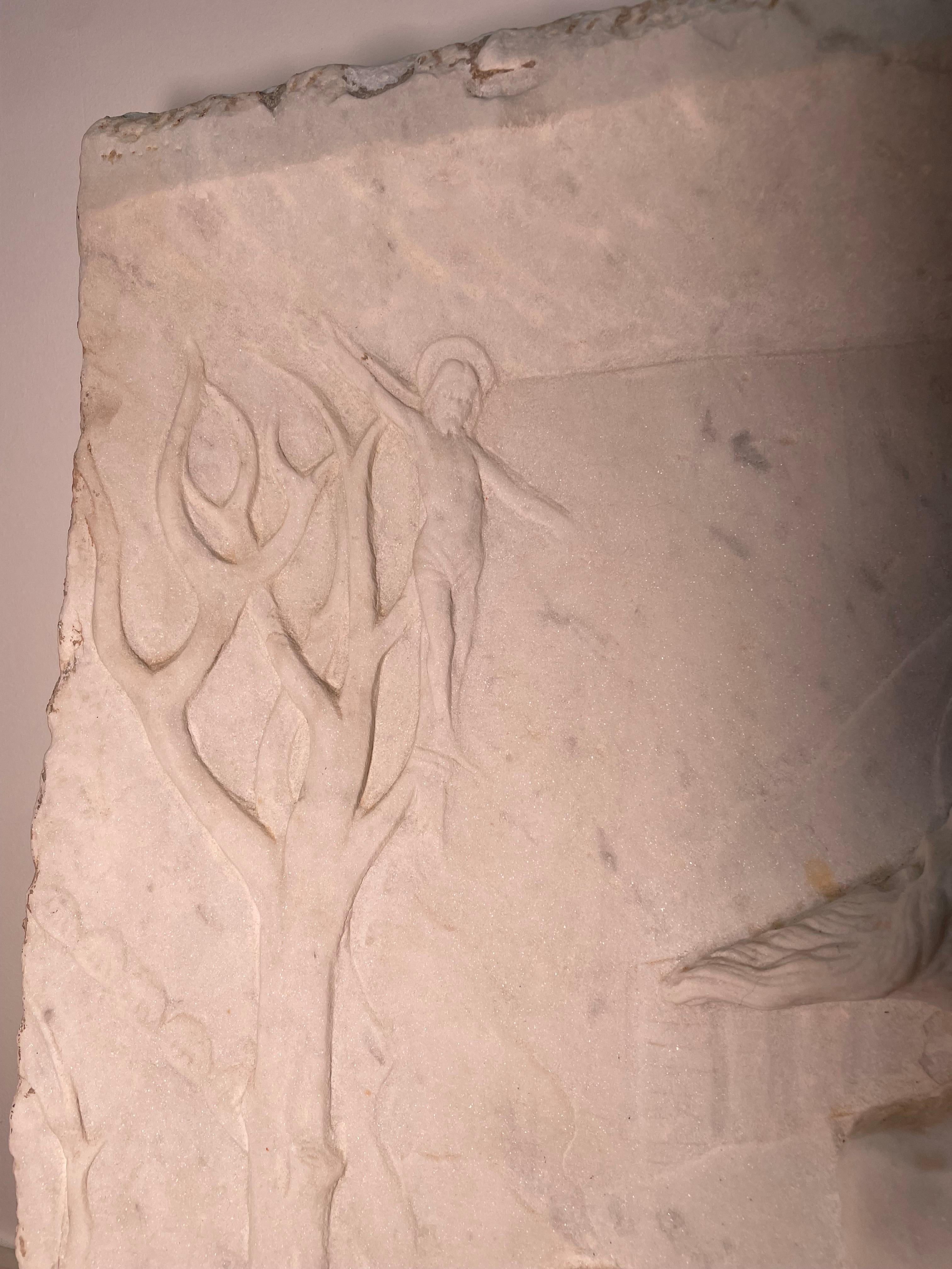 Neoclassico Bassorilievo di San Girolamo in marmo di Carrara in vendita