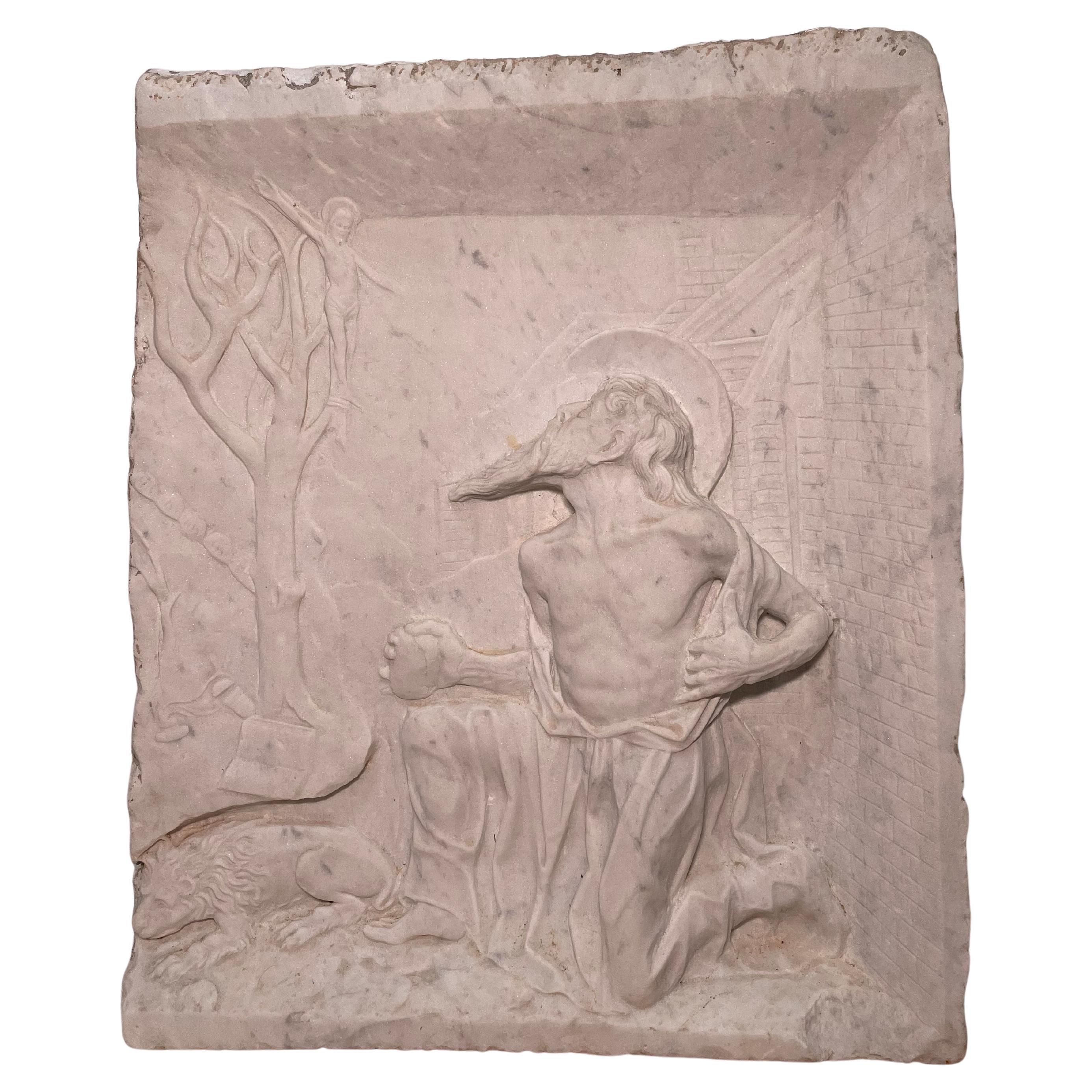 San Jerónimo en bajorrelieve de mármol de Carrara