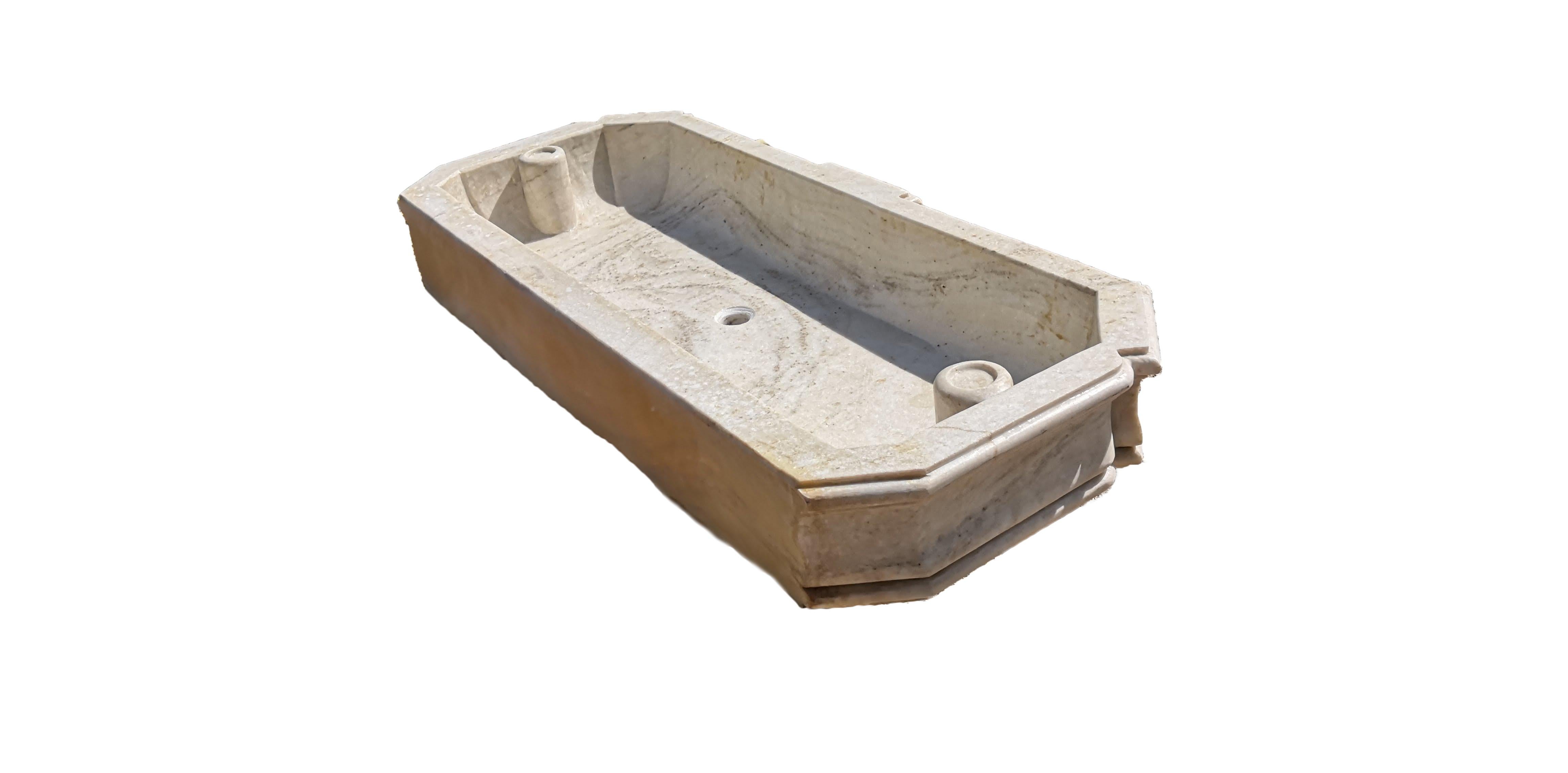 Carrara Marble Bathroom Kitchen Sink Basin In Good Condition For Sale In Cranbrook, Kent