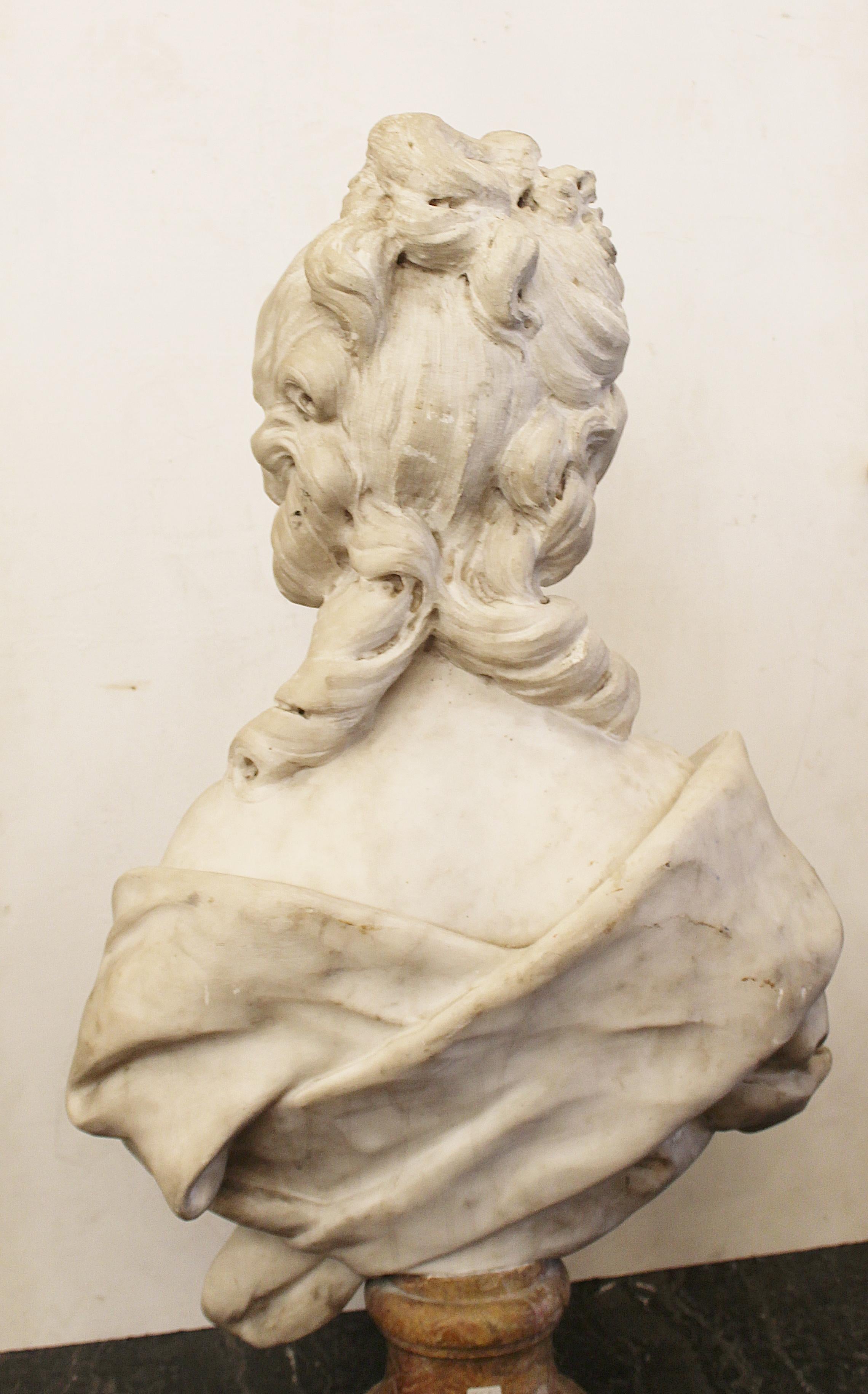 Carrara Marble Bust, France, Early 19th Century 6
