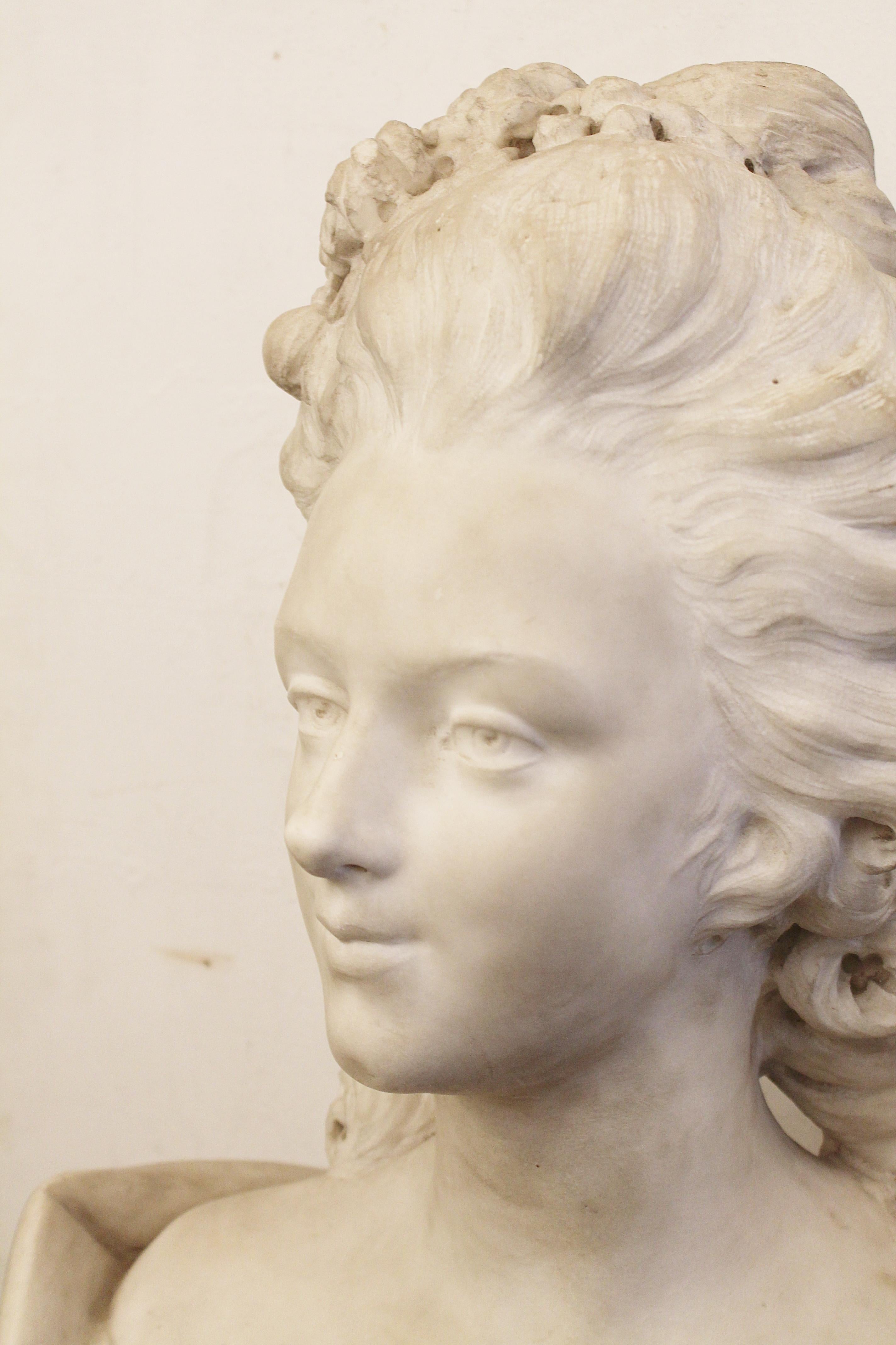 Carrara marble bust, France, early 19th century.