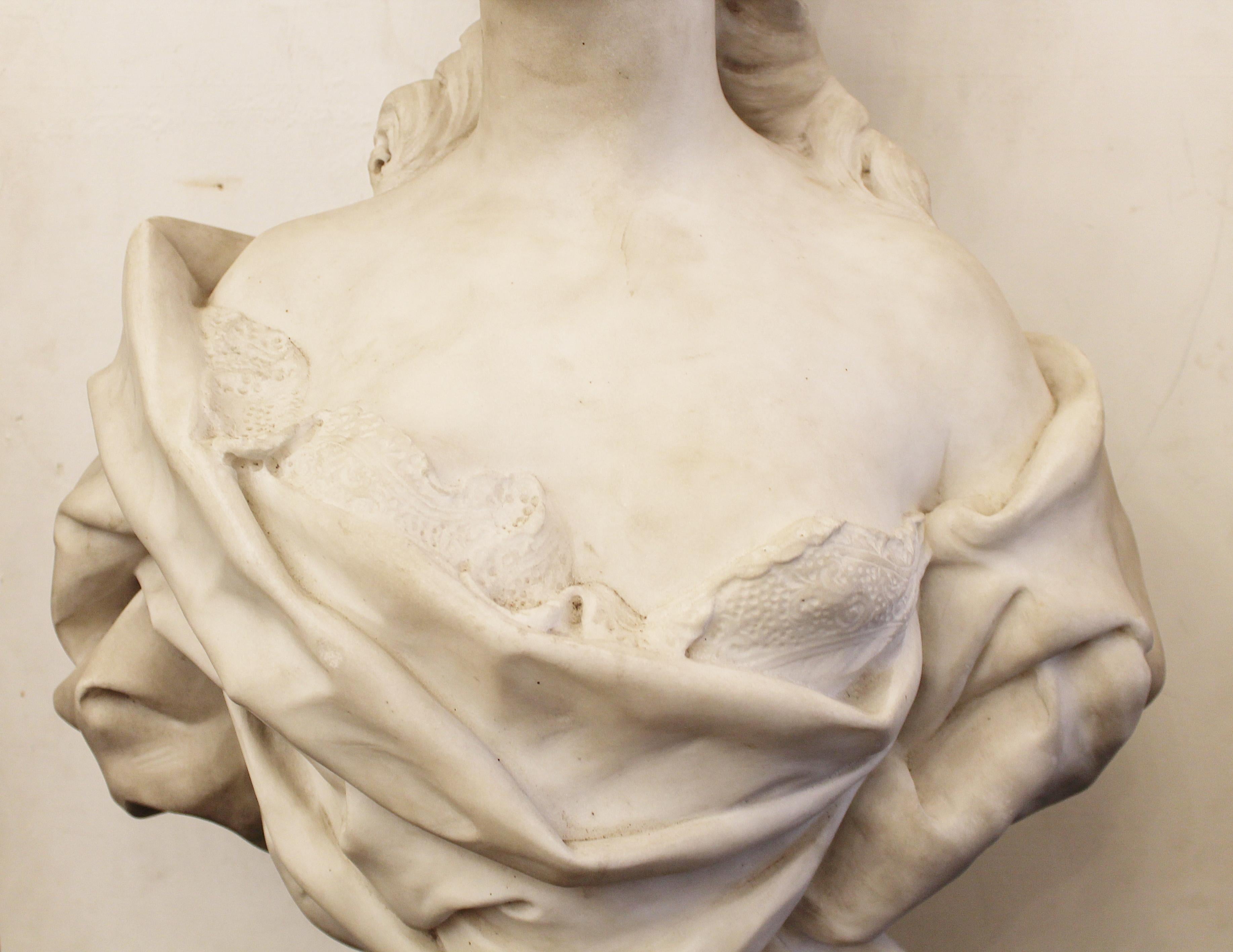 French Carrara Marble Bust, France, Early 19th Century