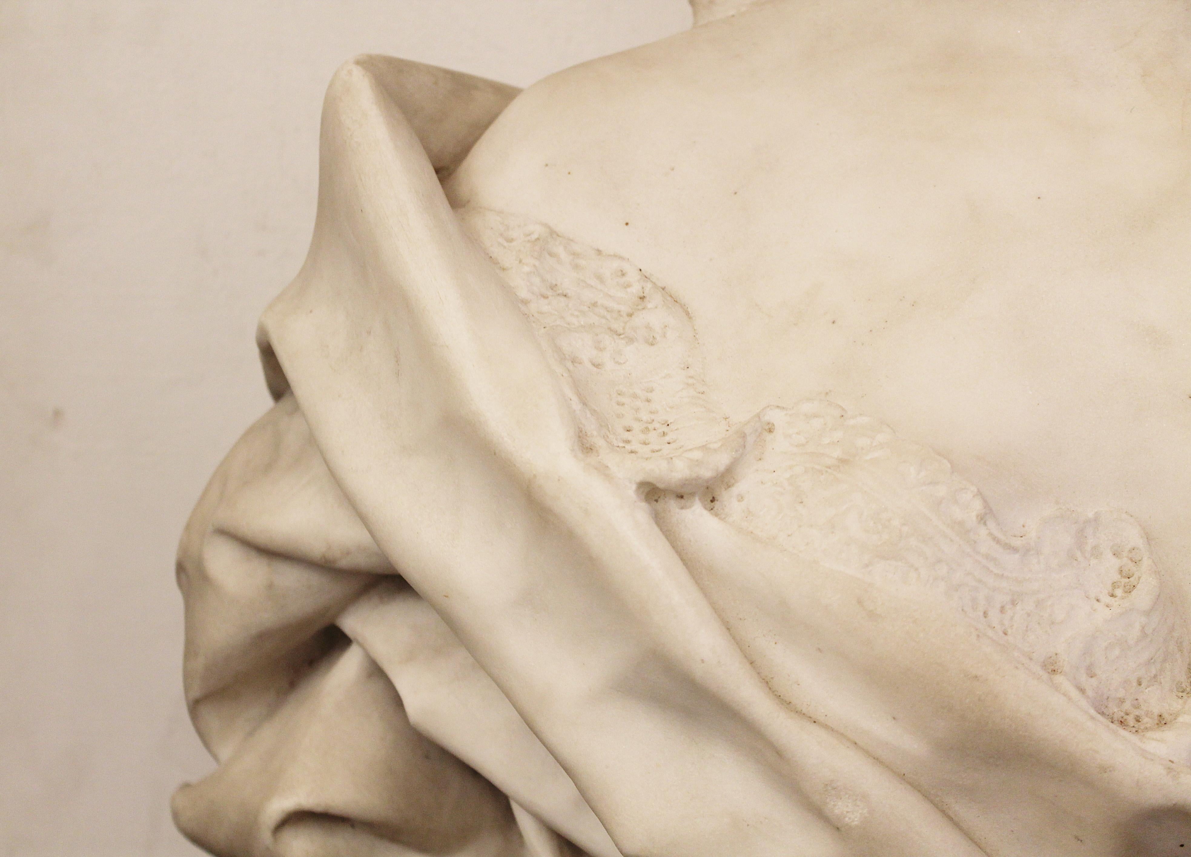 Carrara Marble Bust, France, Early 19th Century 3