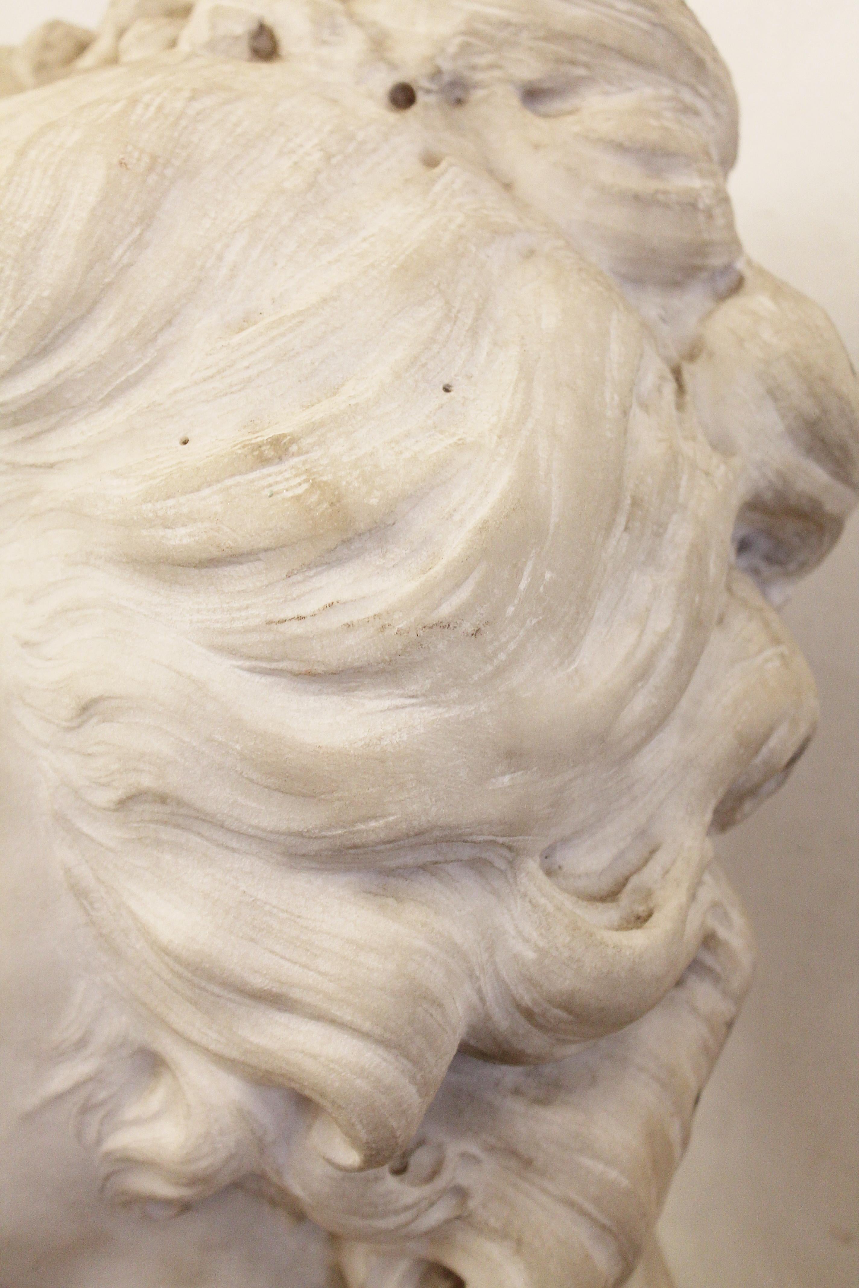 Carrara Marble Bust, France, Early 19th Century 4