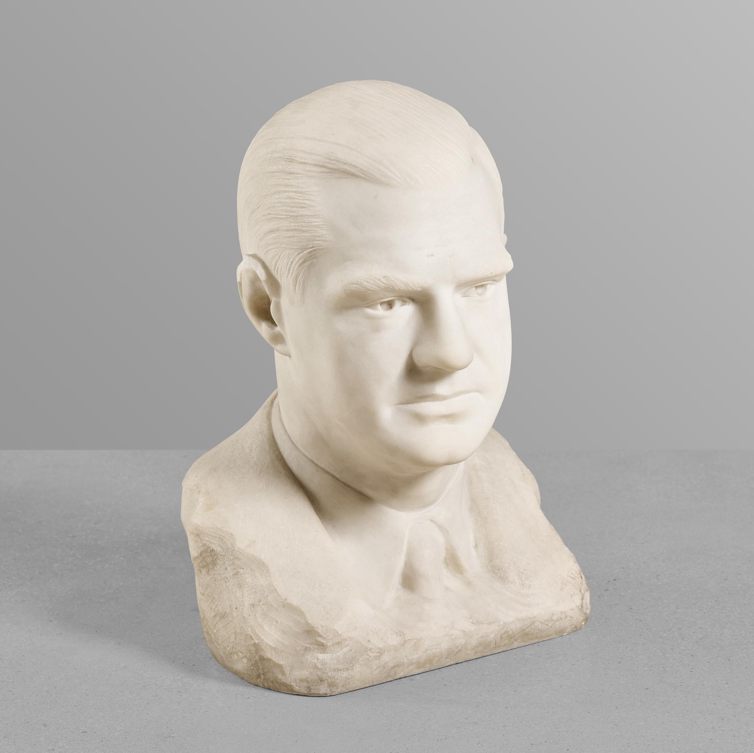 Carrara / statuary marble bust of important dude. Great quality. Incredibly well carved.