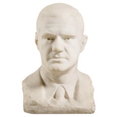 Vintage Carrara Marble Bust of Important Dude