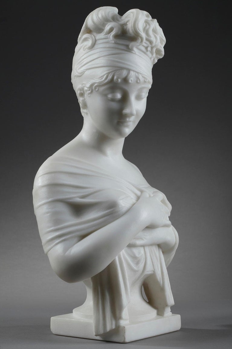 Carrara Marble Bust of Juliette Récamier after Joseph Chinard For Sale ...