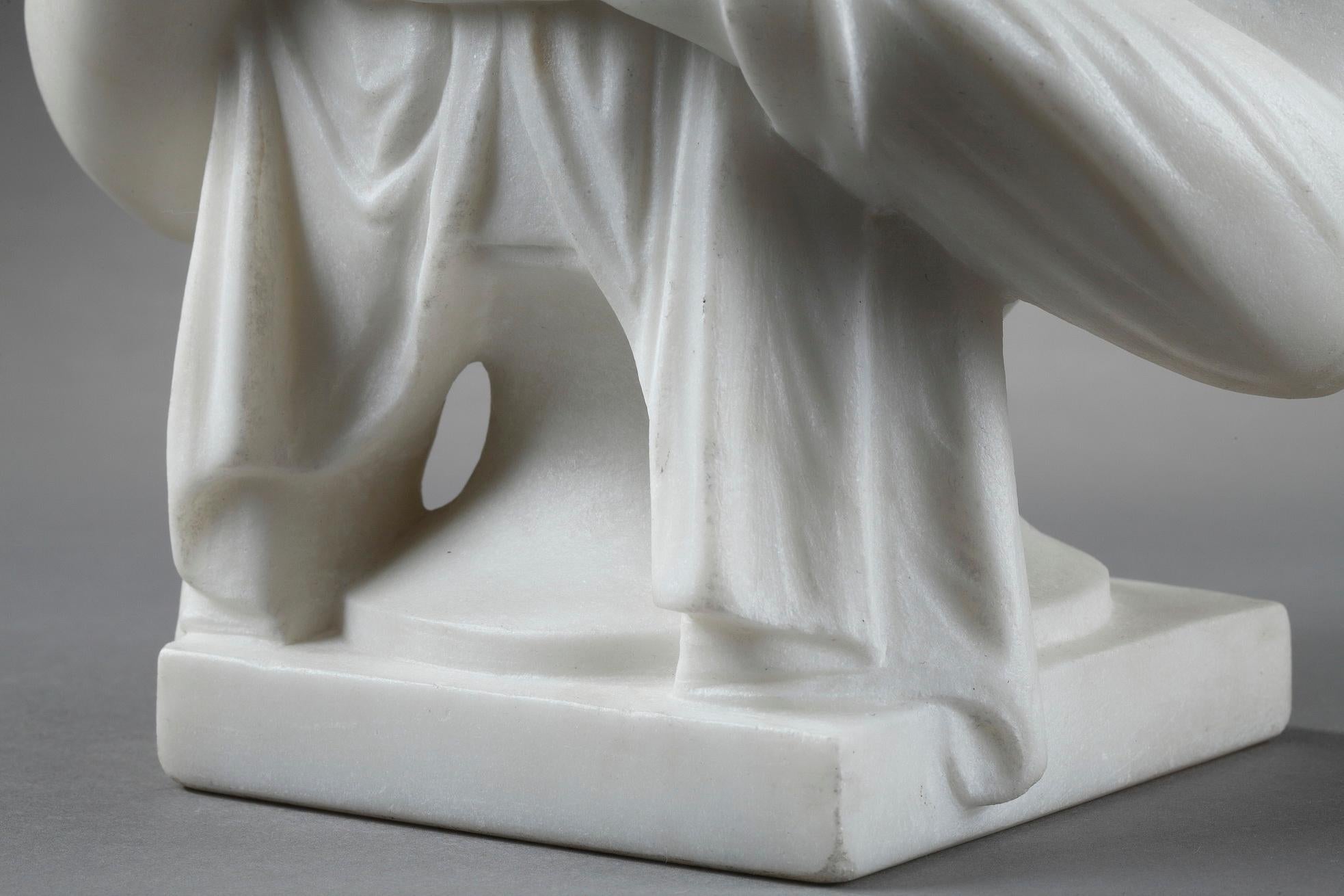 Carrara Marble Bust of Juliette Récamier after Joseph Chinard For Sale 9