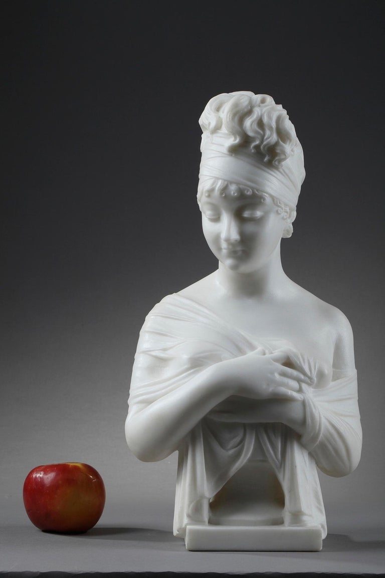 Carrara Marble Bust of Juliette Récamier after Joseph Chinard For Sale ...