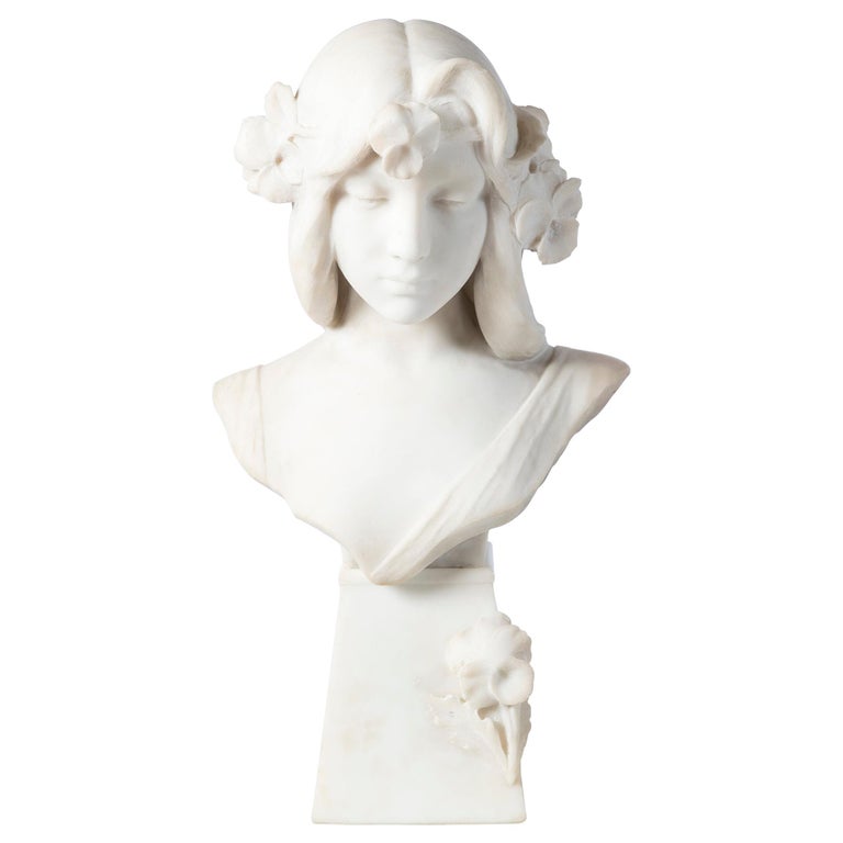 Carrara Marble Bust Sculpture, Signed C. Scheggi, Firenze, circa 1900, South Antiques