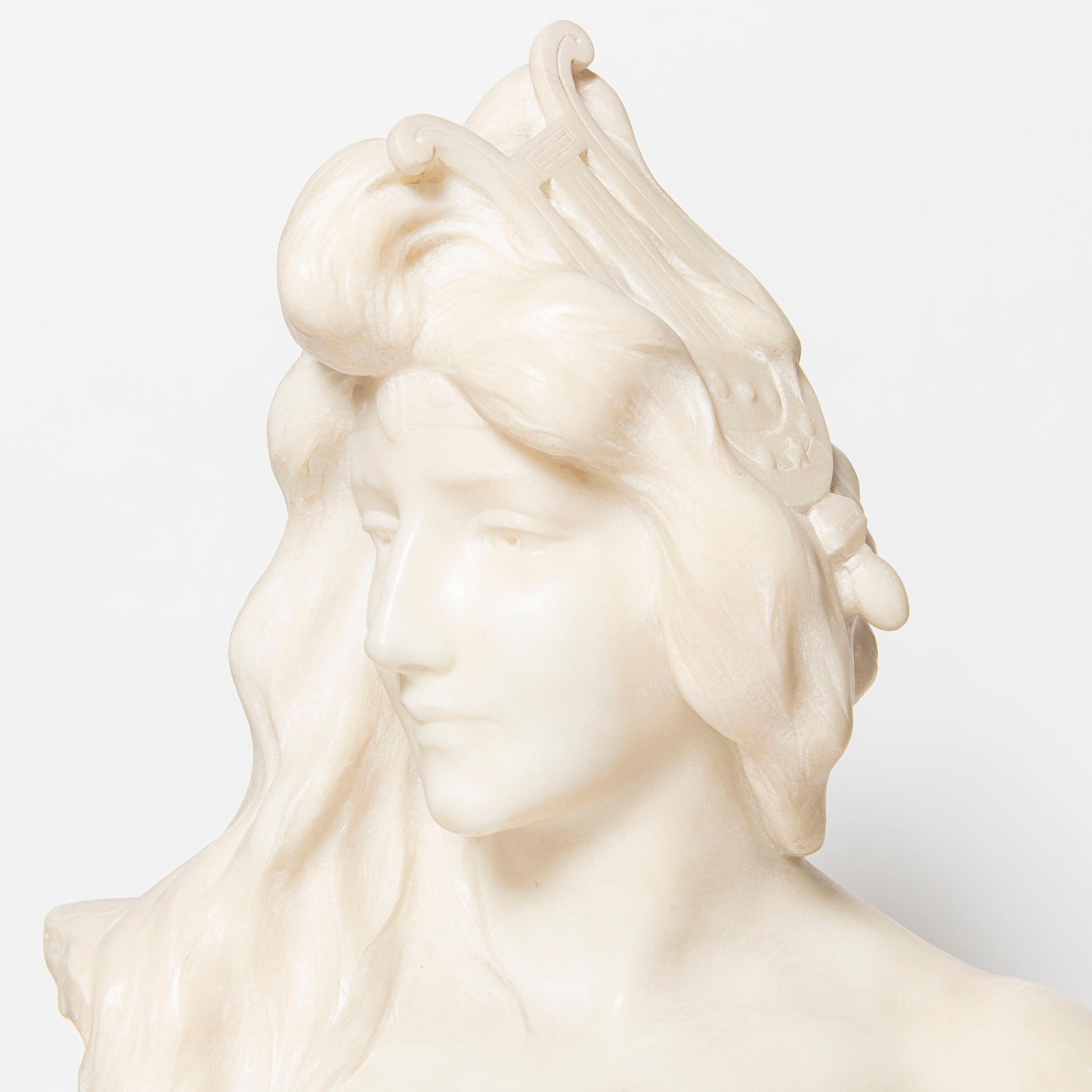Carrara marble bust sculpture signed H. Moreau, France, circa 1890.