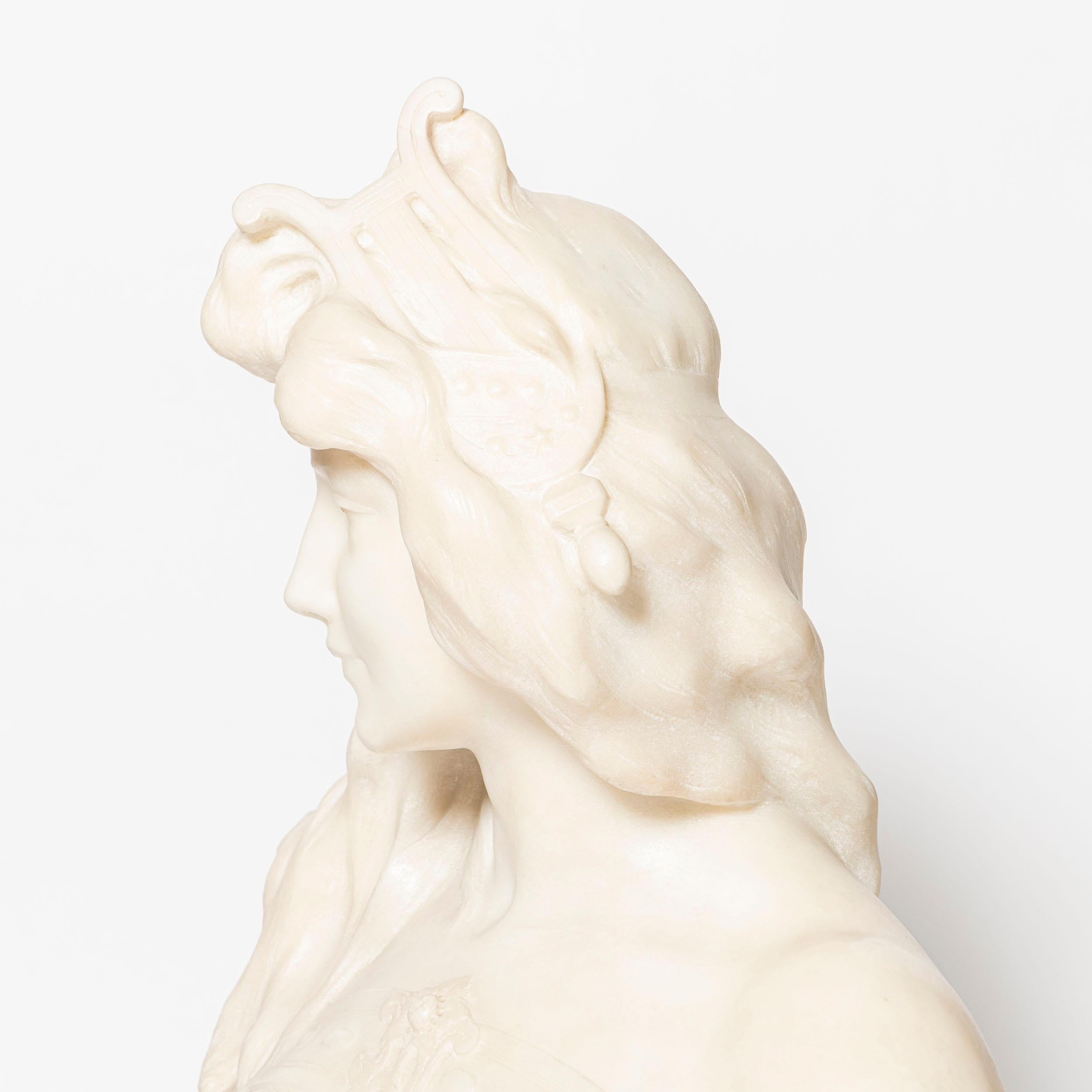 Carrara Marble Bust Sculpture Signed H. Moreau, France, circa 1890 In Good Condition For Sale In Buenos Aires, Buenos Aires