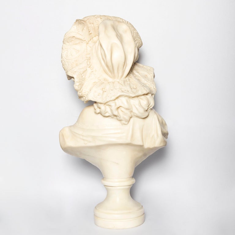 Belle Époque Carrara Marble Bust Signed P. Bazzanti, Italy, Florence, Late 19th Century For Sale
