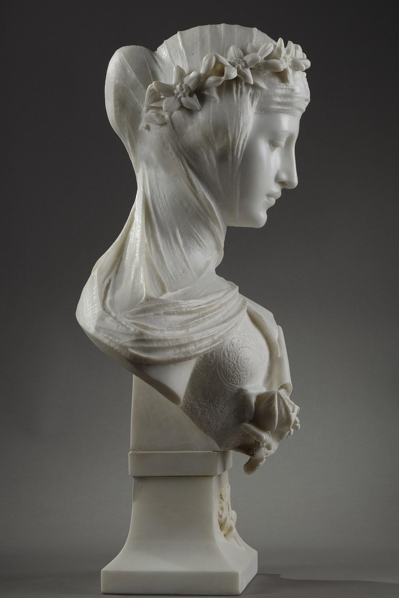 bust of woman with veil