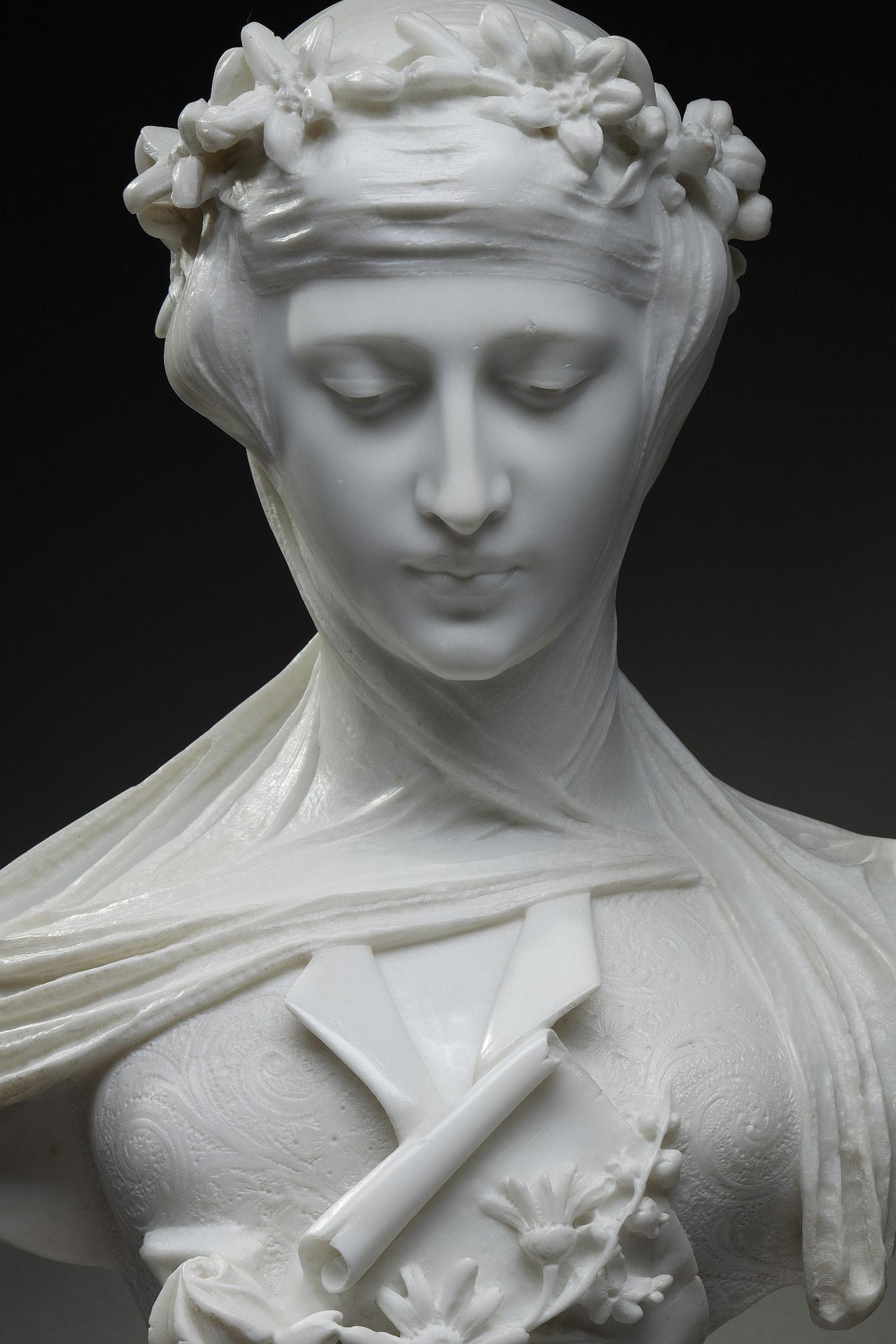 Late 19th Century Carrara Marble Bust, 
